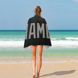 Custom Black Gray Beach Towel