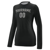 Custom Black Gray Women's Long-Sleeve Shirt