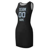 Custom Black Light Blue Sleeveless Vest Dress
