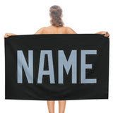 Custom Black Light Blue Beach Towel