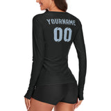 Custom Black Light Blue Women's Long-Sleeve Shirt