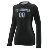 Custom Black Light Blue Women's Long-Sleeve Shirt