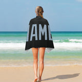 Custom Black Light Blue Beach Towel
