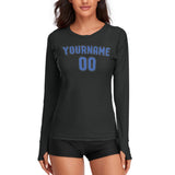 Custom Black Sky Blue Women's Long-Sleeve Shirt