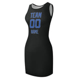 Custom Black Sky Blue Sleeveless Vest Dress
