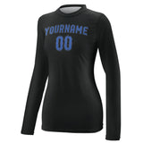 Custom Black Sky Blue Women's Long-Sleeve Shirt