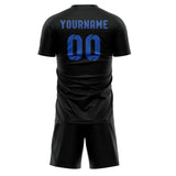 Custom Black Sky Blue Soccer Jersey