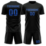 Custom Black Sky Blue Soccer Jersey
