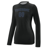 Custom Black Blue Women's Long-Sleeve Shirt