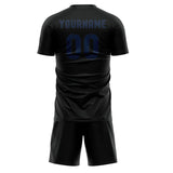 Custom Black Blue Soccer Jersey
