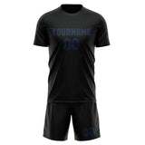 Custom Black Blue Soccer Jersey
