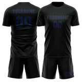 Custom Black Blue Soccer Jersey