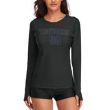 Custom Black Navy Women's Long-Sleeve Shirt