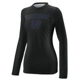 Custom Black Navy Women's Long-Sleeve Shirt