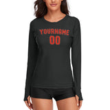 Custom Black Orange Red Women's Long-Sleeve Shirt
