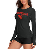Custom Black Orange Red Women's Long-Sleeve Shirt