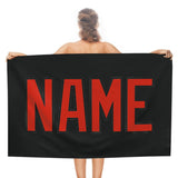 Custom Black Orange Red Beach Towel