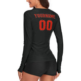 Custom Black Orange Red Women's Long-Sleeve Shirt