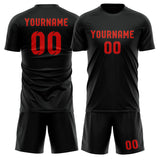 Custom Black Orange Red Soccer Jersey