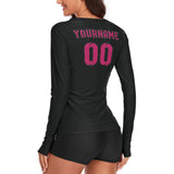 Custom Black Pink Women's Long-Sleeve Shirt