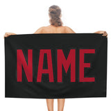 Custom Black Red Beach Towel