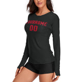 Custom Black Red Women's Long-Sleeve Shirt