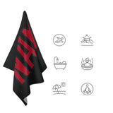 Custom Black Red Beach Towel