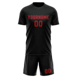 Custom Black Red Soccer Jersey