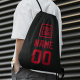 Custom Black Red Drawstring Bag
