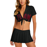Custom Black Crimson Red Cheerleading Uniform Set