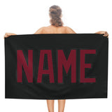 Custom Black Crimson Red Beach Towel