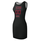 Custom Black Crimson Red Sleeveless Vest Dress