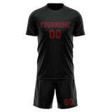 Custom Black Crimson Red Soccer Jersey