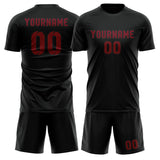 Custom Black Crimson Red Soccer Jersey