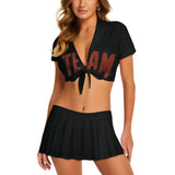 Custom Black Coral Red Cheerleading Uniform Set