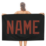 Custom Black Coral Red Beach Towel