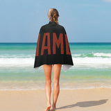 Custom Black Coral Red Beach Towel