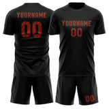 Custom Black Coral Red Soccer Jersey