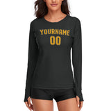 Custom Black Yellow Women's Long-Sleeve Shirt