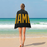 Custom Black Yellow Beach Towel
