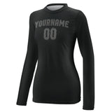 Custom Black Dark Grey Women's Long-Sleeve Shirt