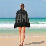 Custom Black Dark Grey Beach Towel