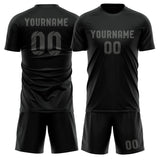 Custom Black Dark Grey Soccer Jersey