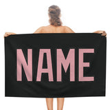 Custom Black Light Pink Beach Towel