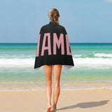 Custom Black Light Pink Beach Towel