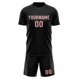 Custom Black Light Pink Soccer Jersey