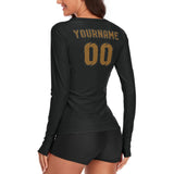Custom Black Khaki Women's Long-Sleeve Shirt