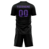 Custom Black Light Purple Soccer Jersey