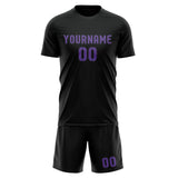 Custom Black Light Purple Soccer Jersey