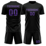 Custom Black Light Purple Soccer Jersey